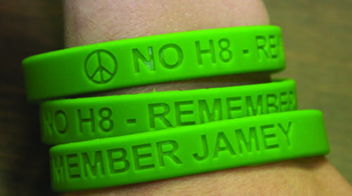 Lewiston-Porter Middle School student Robert Blakelock has created a wristband in memory of Williamsville North student Jamey Rodemeyer.
