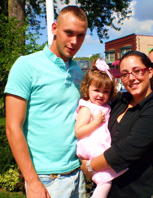 Alan Dikcis is shown with his daughter, Sophia, and her mother, Nikki Brown.