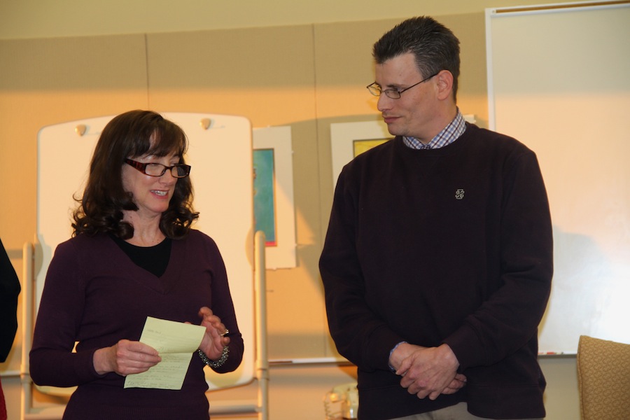 Award-winning Niagara-Wheatfield music teacher Ken Fick is shown with former Board of Education member Lori Pittman. (photo by Janet Schultz)