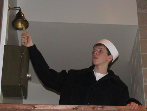 Freshman Tyler Puchlerz plays Frederick Fleet, the lookout on the Titanic. 